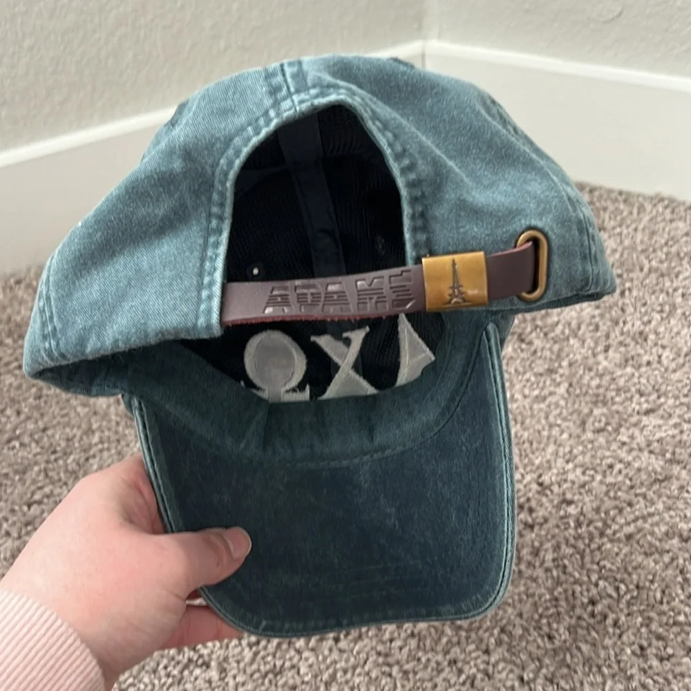 ΑΧΩ Alpha Chi Omega Sorority Embroidered Dad Hat in Faded Grey Charcoal
